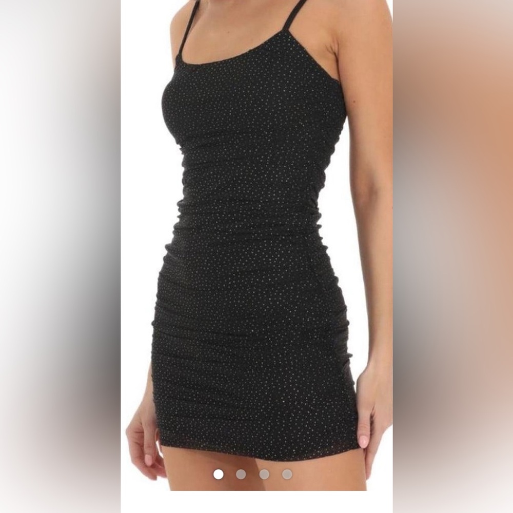 Lucy in the Sky Black Pleated Bodycon Dress